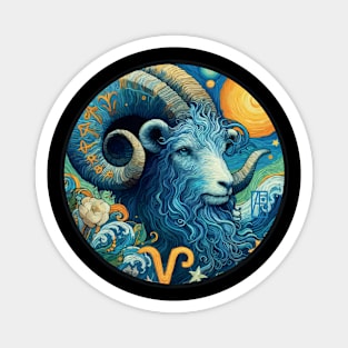 ZODIAC Aries - Astrological ARIRS - ARIRS - ZODIAC sign - Van Gogh style - 13 Magnet